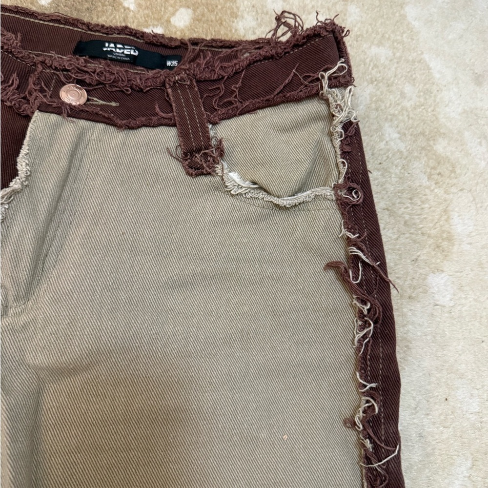 Jaded London distressed brown tan neutral flare jeans women’s size 25 - Picture 5 of 8